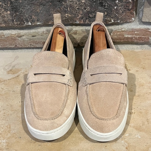 Vionic Uptown Tan Suede Penny Loafers - Picture 2 of 10